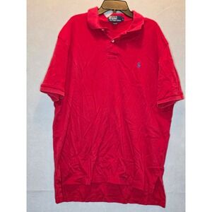 Polo Ralph Lauren Mens Large Red Short Sleeve Pique Cotton Pony Logo Polo Shirt